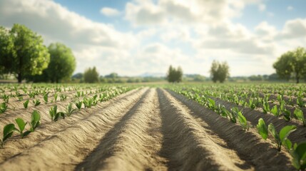 Obraz premium Serene Agricultural Field with Soft Overcast Lighting