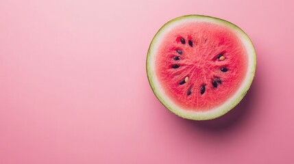 A Watermelon Slice on a Pink Background
