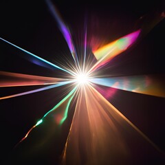 Lens flare and light overlay on black background