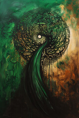 Ethereal Whispers in Green and Brown