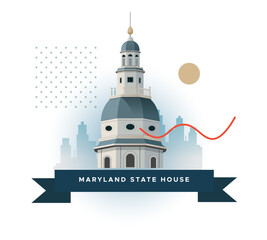 Maryland State House - Annapolis, Maryland - Stock Illustration