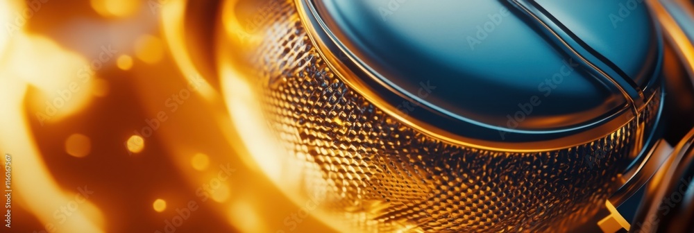 Poster Close up of stylish headphones showcasing intricate design and vibrant colors in a dynamic setting with artistic lighting. Generative AI