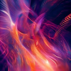 Fototapeta premium Vibrant Abstract Artwork Displaying Flowing Colors and Dynamic Shapes on a Dark Background