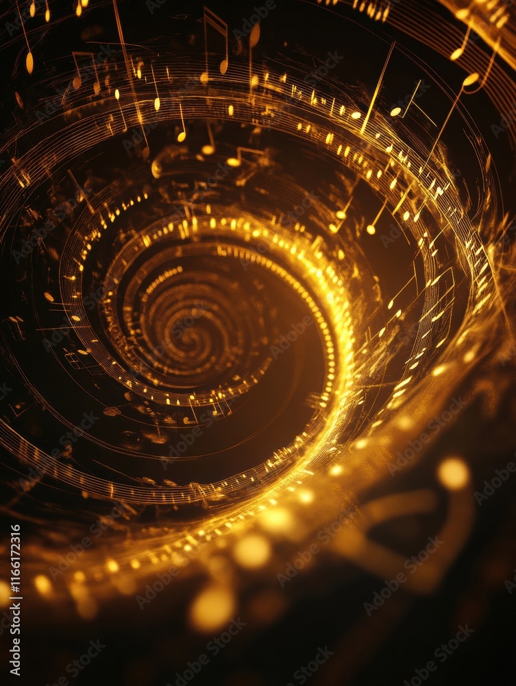 Fototapete swirling golden music notes create an enchanting visual rhythm in a dynamic 3d representation of sou