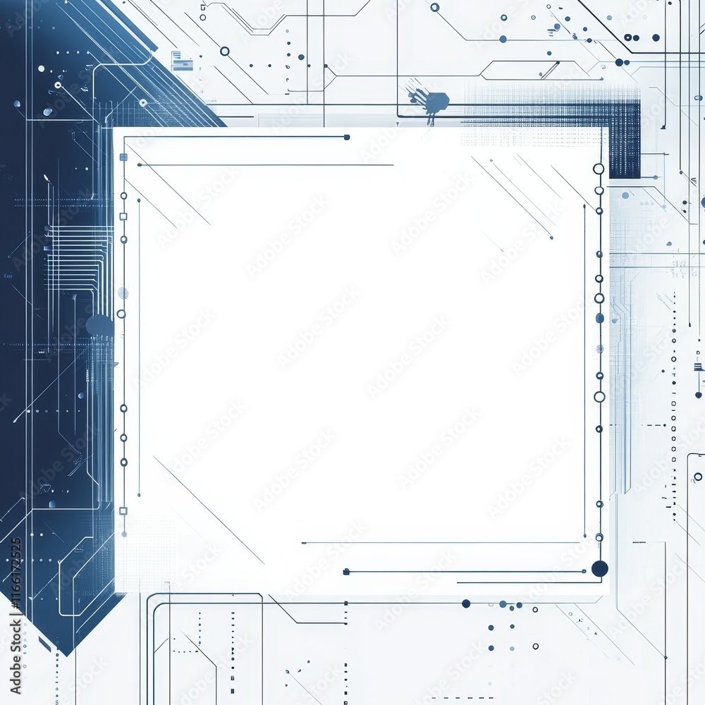 Aufkleber Digital Circuit Board Design Featuring Abstract Lines and Patterns in a Modern Tech-Inspired Layout With a Blank Space for Content Creation