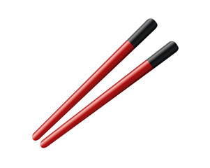 A pair of red wood equal length chopsticks icon, eating utensil used throughout East Asia