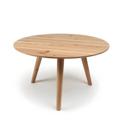 Wooden round table isolated on white background