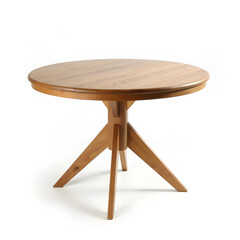 Wooden round table isolated on white background