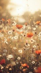 Obraz premium Golden Hour Wildflowers In A Summer Meadow