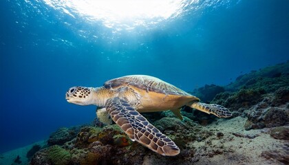 Obraz premium green sea turtle swimming