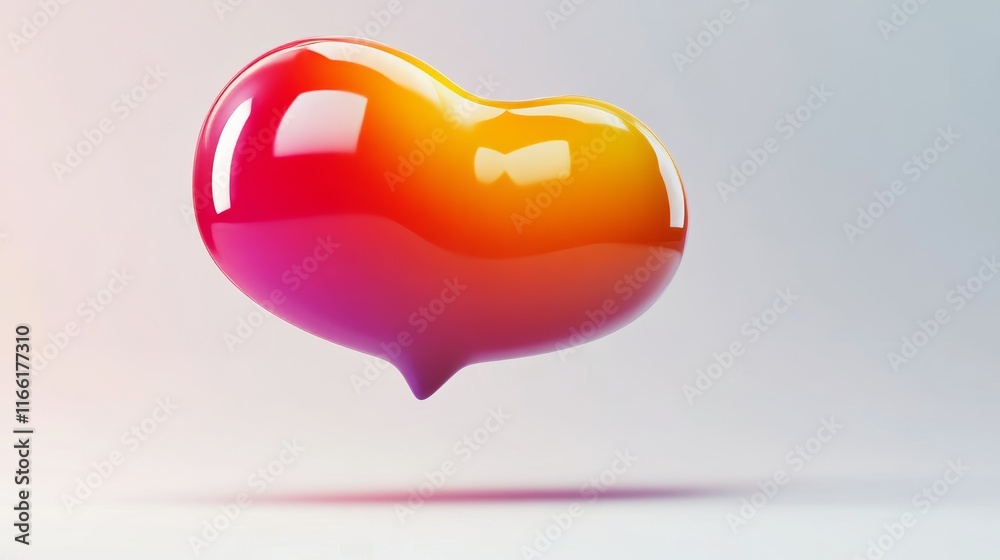 Poster colorful heart-shaped object floats serenely against a soft gradient background creating a captivati