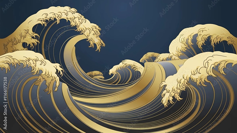 Fototapete a vibrant and dynamic cover image with a color texture of wave gold. no text is included.