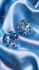 Blue diamonds on satin cloth