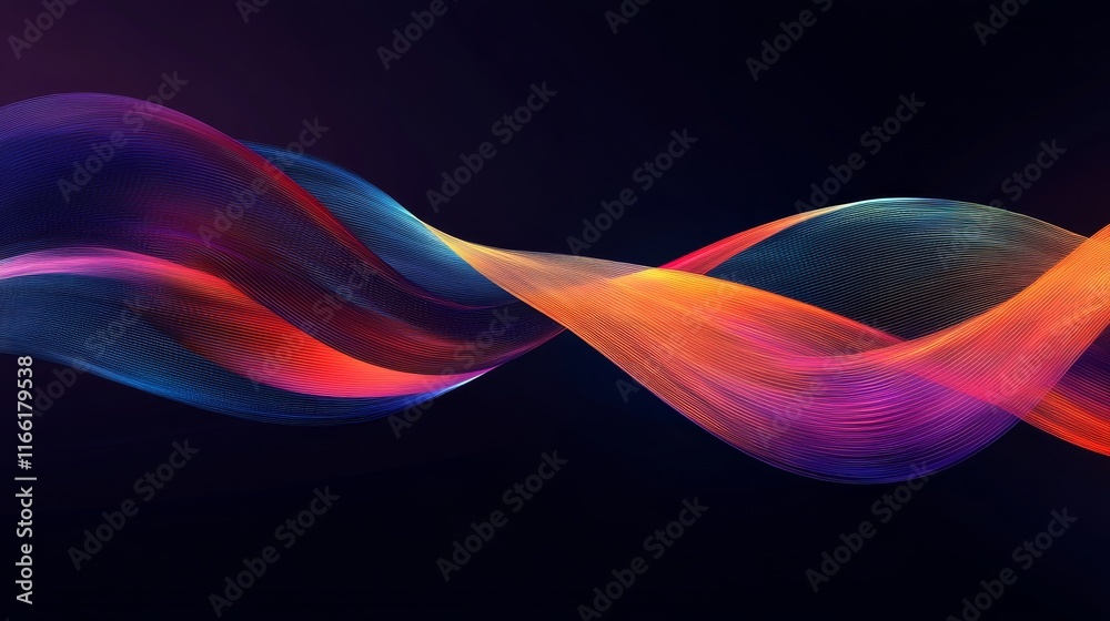 Poster vibrant abstract waves of color flowing in a dynamic pattern, creating a visually stunning and artis