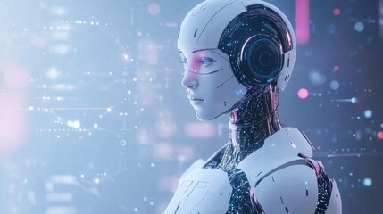 Modern Robot with Soft Light in Isolated Background