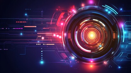 Fototapeta premium Vibrant Digital Interface with Glowing Effects