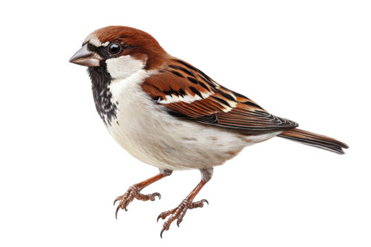 Sparrow perching on a branch in natural habitat during daylight hours