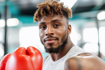 Dedicated athlete trains hard in the gym while perfecting boxing techniques and building strength during an intense workout session