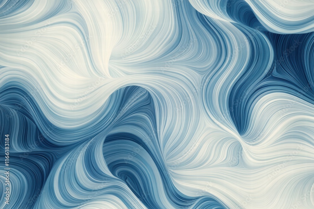 Poster Seamless wave like pattern in soothing blue and white color blend creating an elegant design for various applications. Generative AI