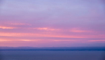Pink Gradient Of Sunset Over The California Coast