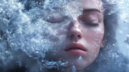 The girl from the particles. The girl tears off part of the wind.