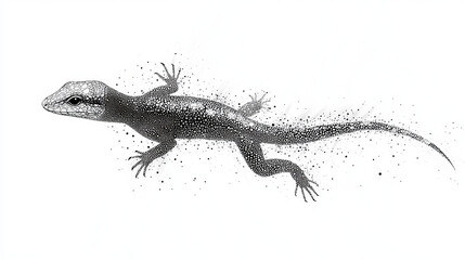 Naklejka premium Lizard of particles. Silhouette of a lizard is of little circles.