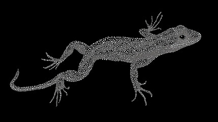 Naklejka premium Lizard of particles. Silhouette of a lizard is of little circles.