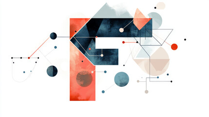 Obraz premium The letter F consists of points, lines and triangles. Vector illustration