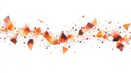 Hologram garland. Garland made of polygons, triangles, dots, and lines. Low-poly garland structure of connections. Technology concept vector.