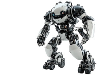 Innovative humanoid robot showcasing advanced technology and design in a testing environment