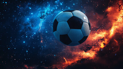 Fototapeta premium Football of blue glowing dots. Particle football