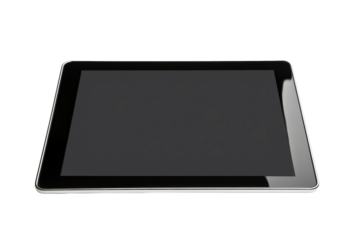 Modern tablet device with a sleek design resting on a flat surface in a minimalist indoor setting