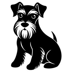 miniature schnauzer dog black silhouette vector, Simple silhouette Design vector icon with white background