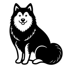 samoyed Dog black silhouette vector, Simple silhouette Design vector icon with white background