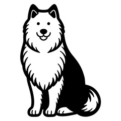 samoyed Dog black silhouette vector, Simple silhouette Design vector icon with white background
