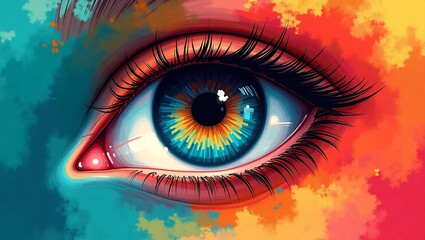 Colorful Eye: A mesmerizing close-up of an eye with vibrant colors and abstract brushstrokes, creating a captivating and artistic image. 