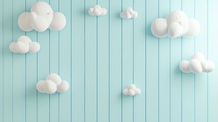 Fototapeta premium Minimalist Blue Background with Floating Clouds