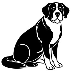 st bernard Dog black silhouette vector, Simple silhouette Design vector icon with white background