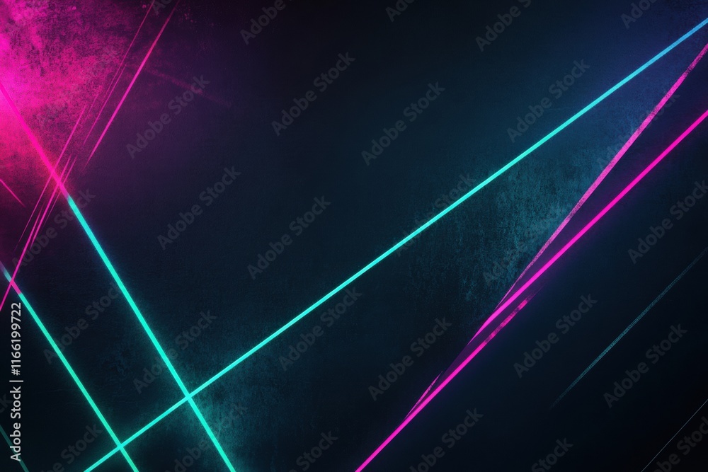 Fototapete Abstract neon lines glowing dynamically in vibrant colors against a dark background. Generative AI
