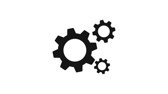 Rotating cog icon. Rotating Gear Animated icon on transparent background 4k. Cog wheel icon. Gear wheel icon. Gear setting icon
