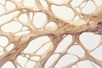 Abstract illustration of interconnected organic structures resembling cells.