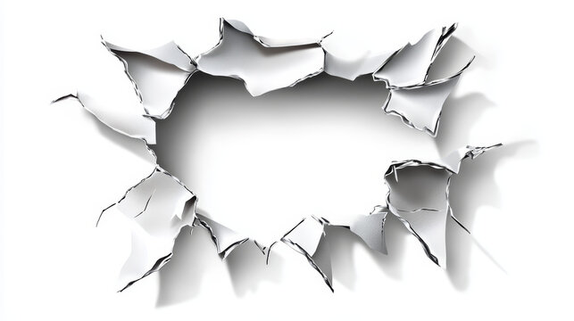 Ragged hole in steel sheet with transparent background. Metal break with ripped edges, torn crack in heavy metal page from cut or explosion, vector realistic illustration