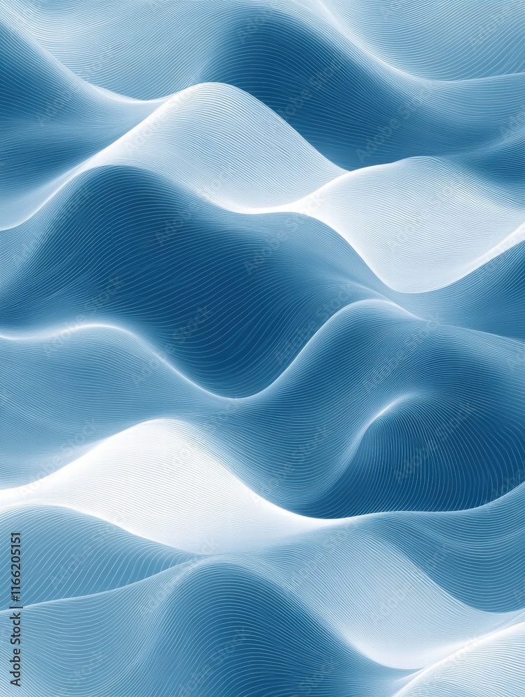 Poster Seamless wave like pattern in soothing shades of blue for calming design projects and backgrounds. Generative AI