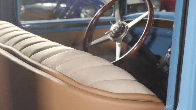 Vintage Automobile Interior. Retro Luxury Car
