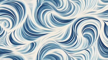 Waves of blue flow in a seamless pattern creating a tranquil and modern design for decor or textile. Generative AI