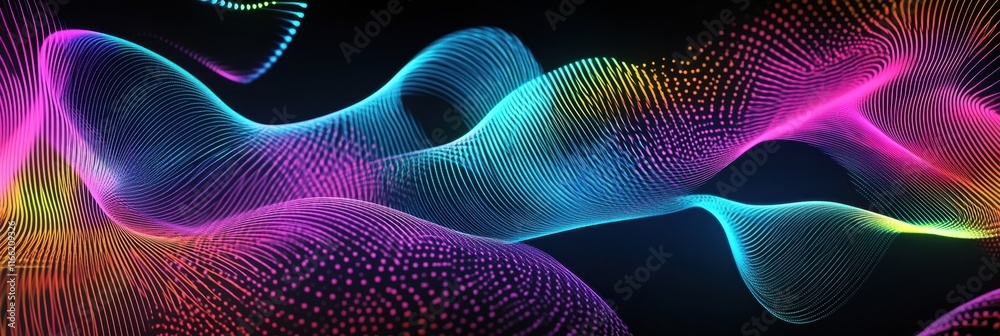 Poster Glowing abstract neon lines flow in vibrant colors creating an energetic visual experience. Generative AI