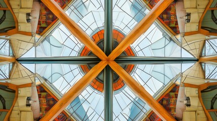 Obraz premium Vibrant Geometric Patterns with Symmetry and Color