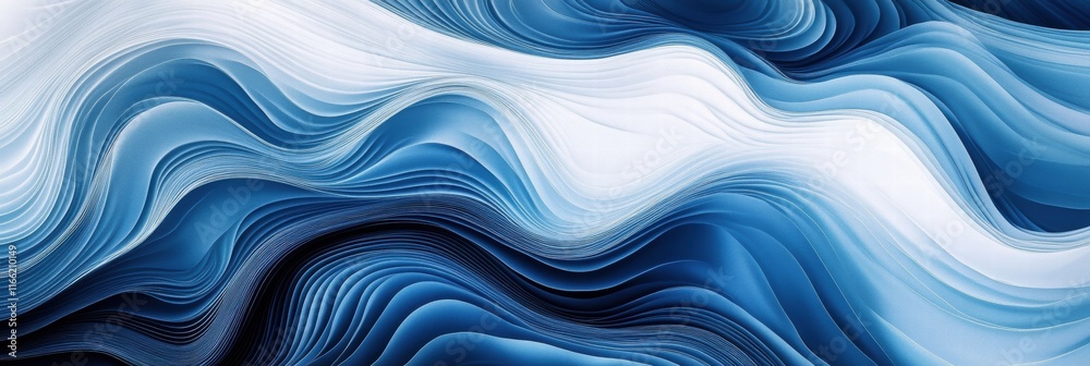 Leinwandbilder Seamless wave like pattern in shades of blue and white creating a calming visual effect perfect for backgrounds. Generative AI