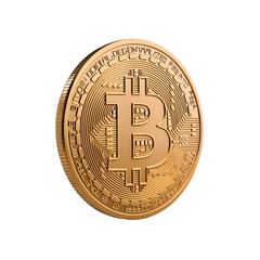 Bitcoin coin with embossed logo isolated in 3D style representing cryptocurrency digital money blockchain financial investment currency or online asset