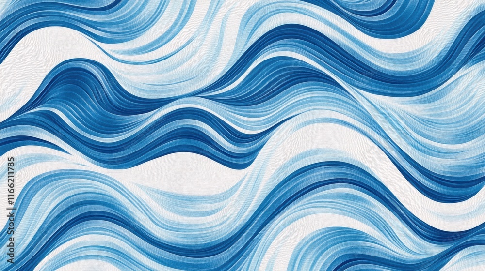 Fototapete Creating a seamless wave like pattern that captures the flow of water in shades of blue for artistic design. Generative AI